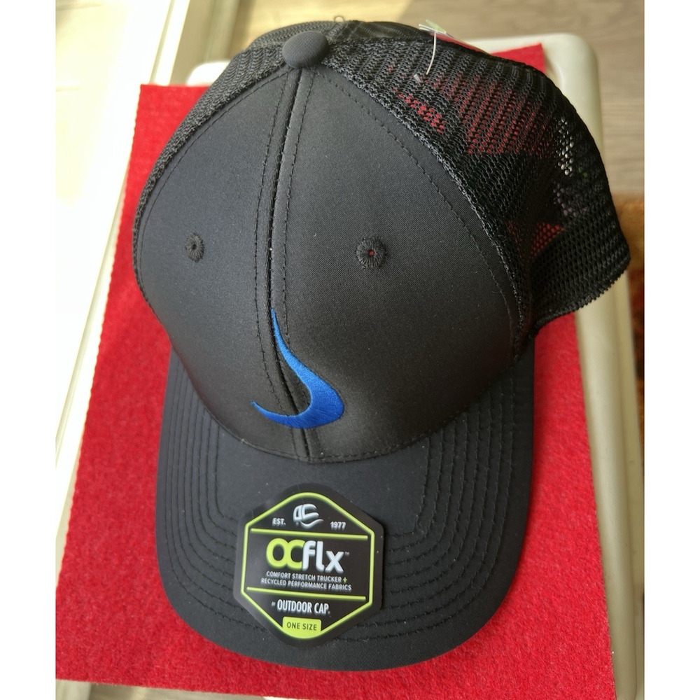 OCflx Outdoor Cap Comfort Stretch Trucker baseball embroidered black hat one Sz